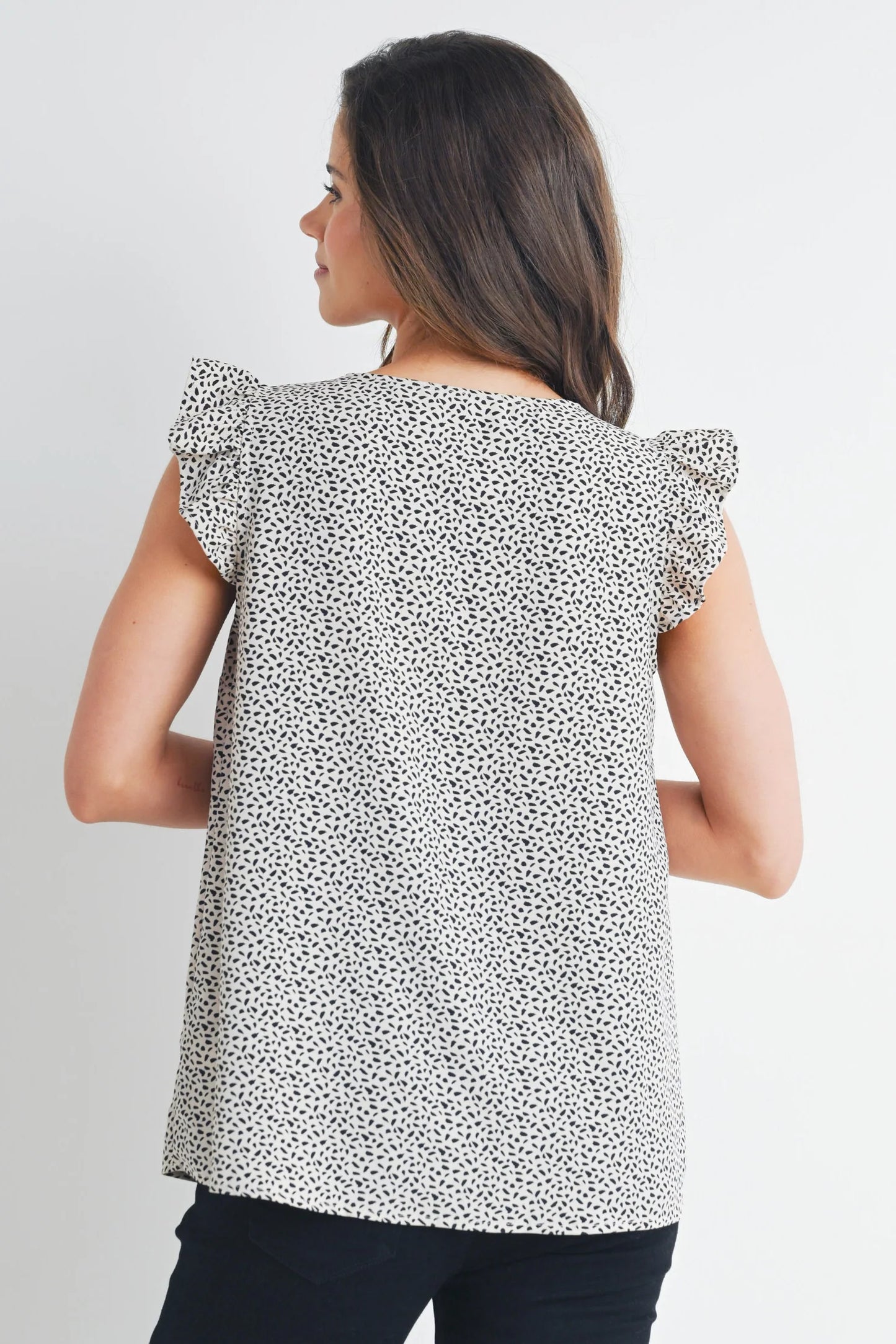 Hello Miz Ruffle Cap Sleeve V Neck