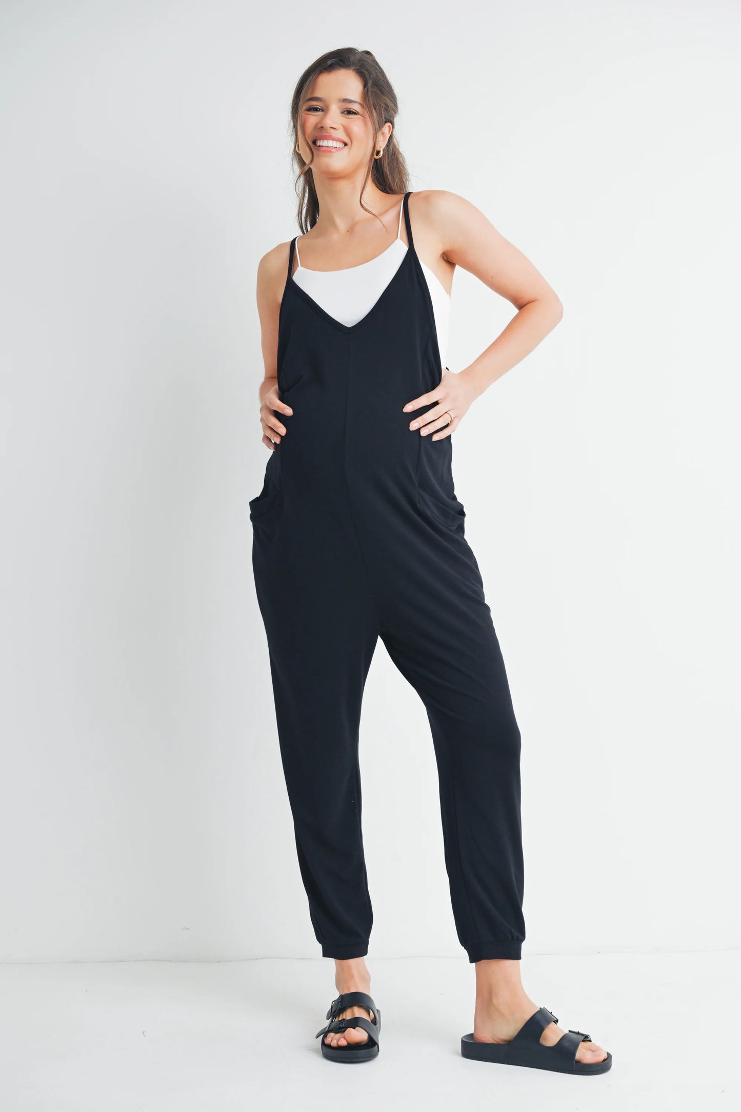 Hello Miz One-Piece Spaghetti V Neck Sleeveless Jumpsuit