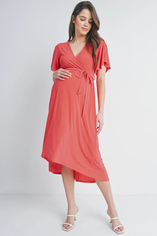 Hello Miz Surplice Maternity/Nursing Midi Dress