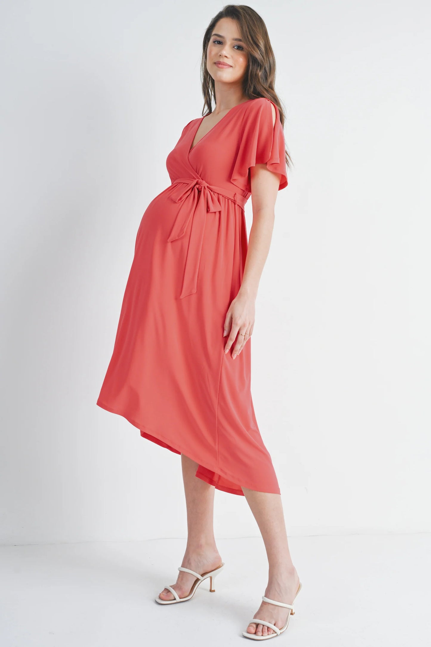 Hello Miz Surplice Maternity/Nursing Midi Dress
