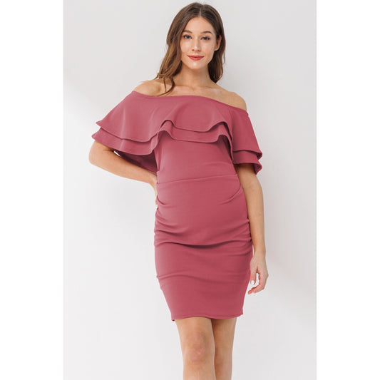 Hello Miz Double Ruffle Off Shoulder Dress