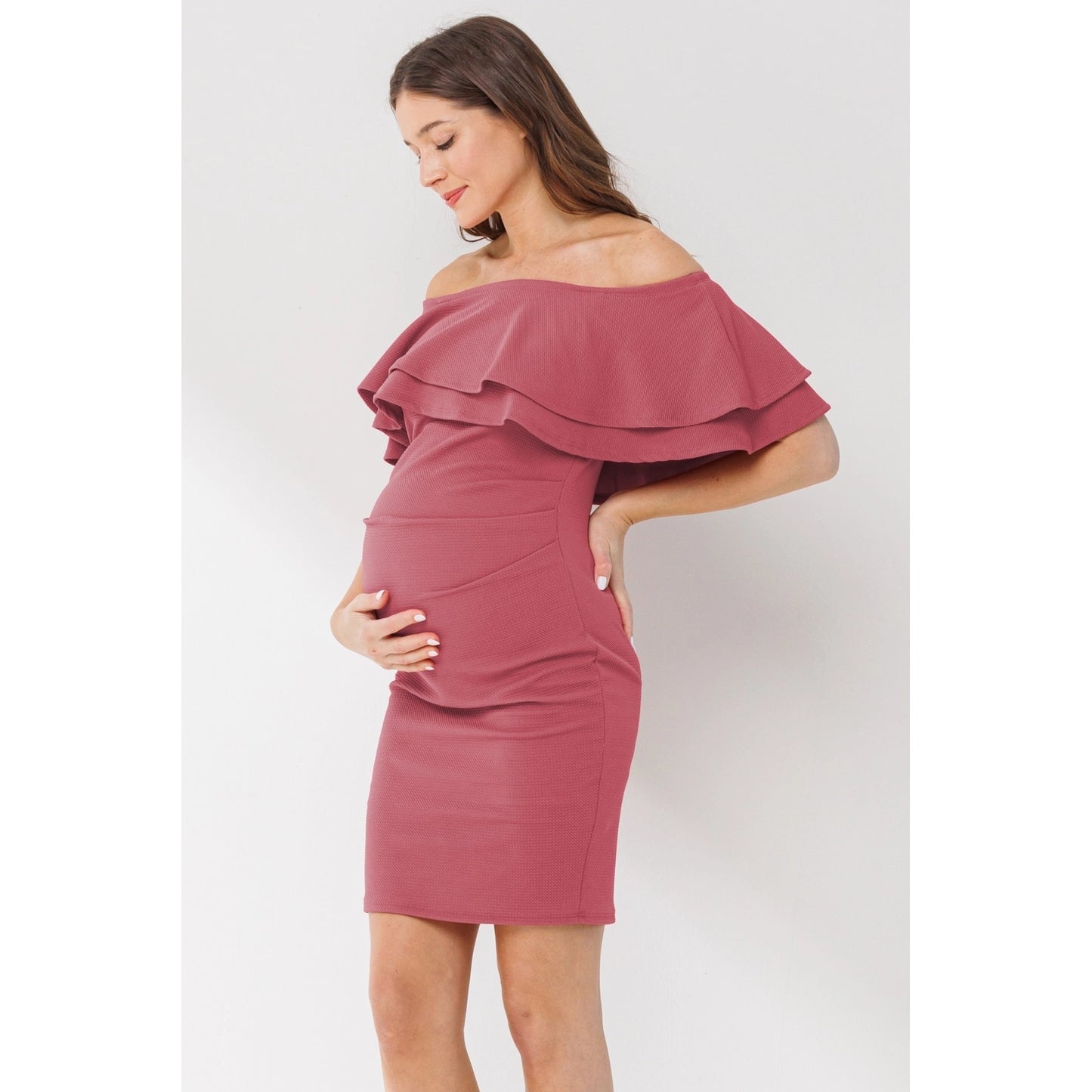 Hello Miz Double Ruffle Off Shoulder Dress