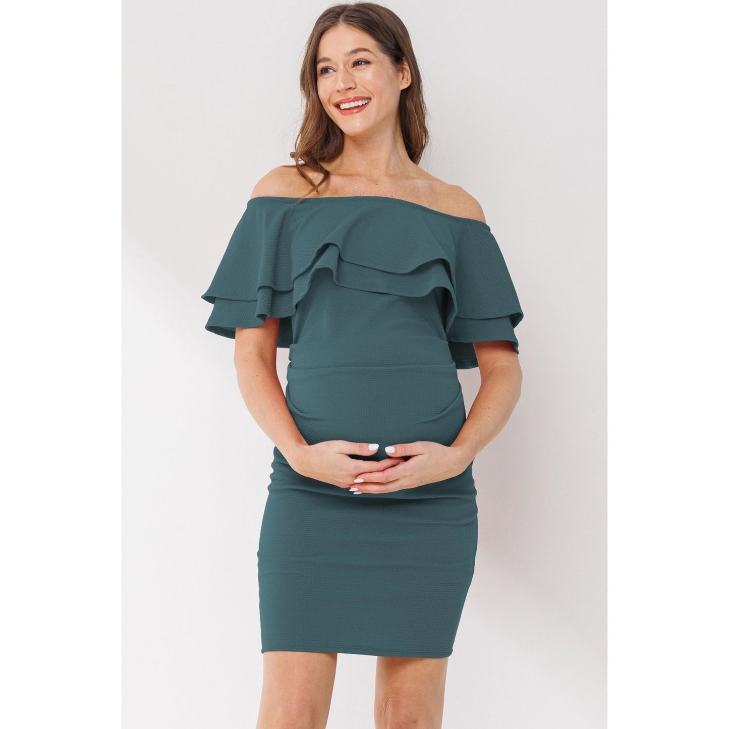 Hello Miz Double Ruffle Off Shoulder Dress