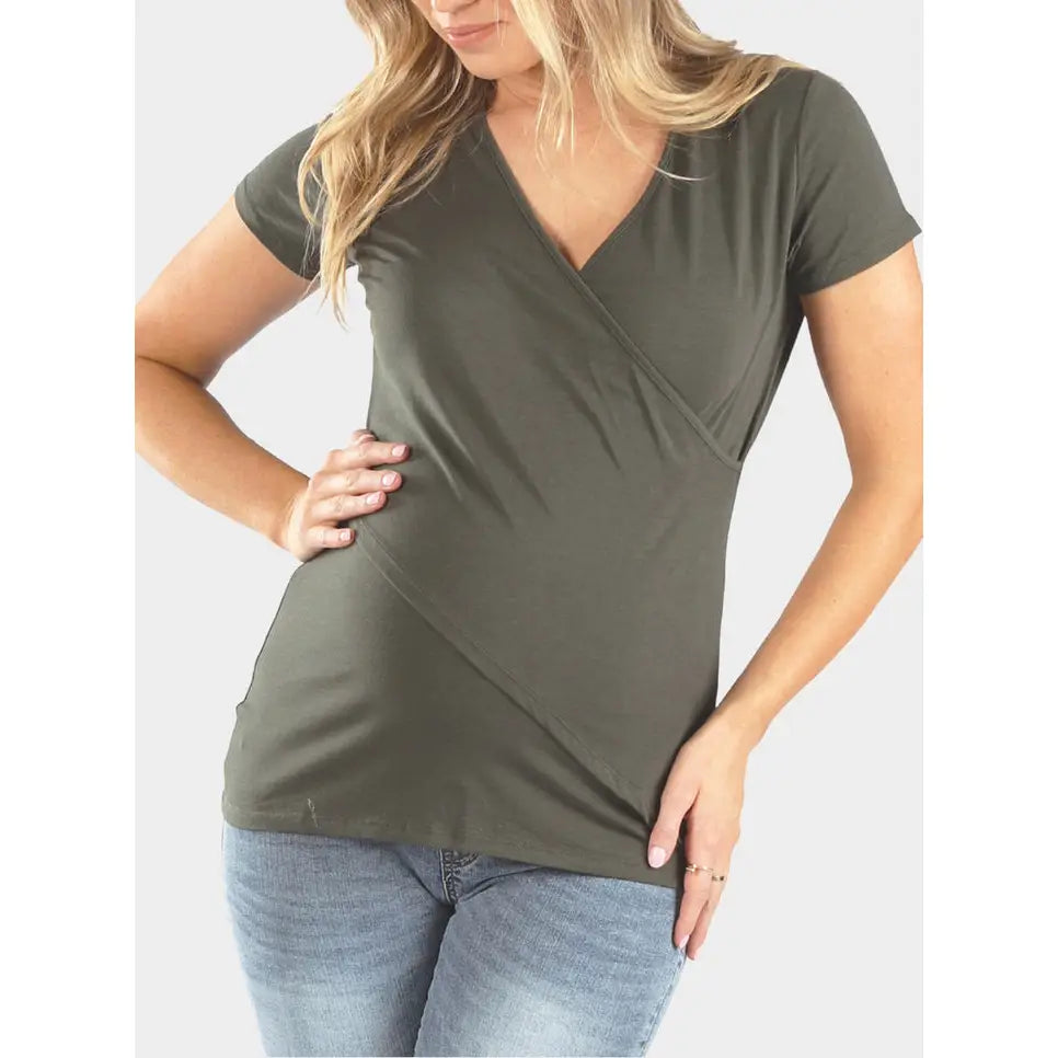 Angel Maternity Maternity & Nursing SS Tee in Khaki