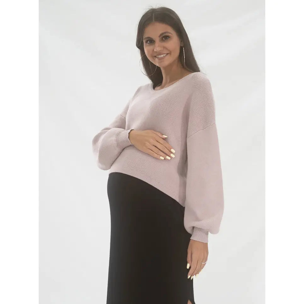 Angel Maternity Maternity & Nursing Knitted Top in Mauve