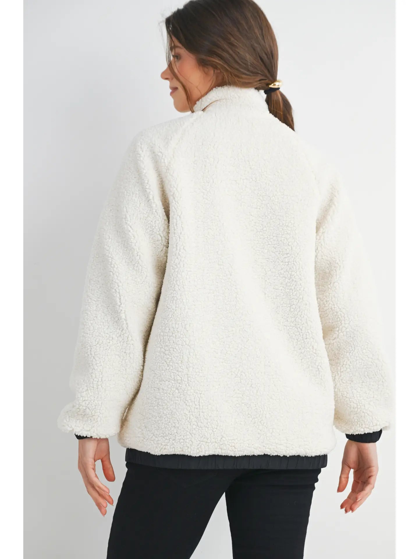 Hello Miz Teddy Fleece Zip-up Maternity Jacket