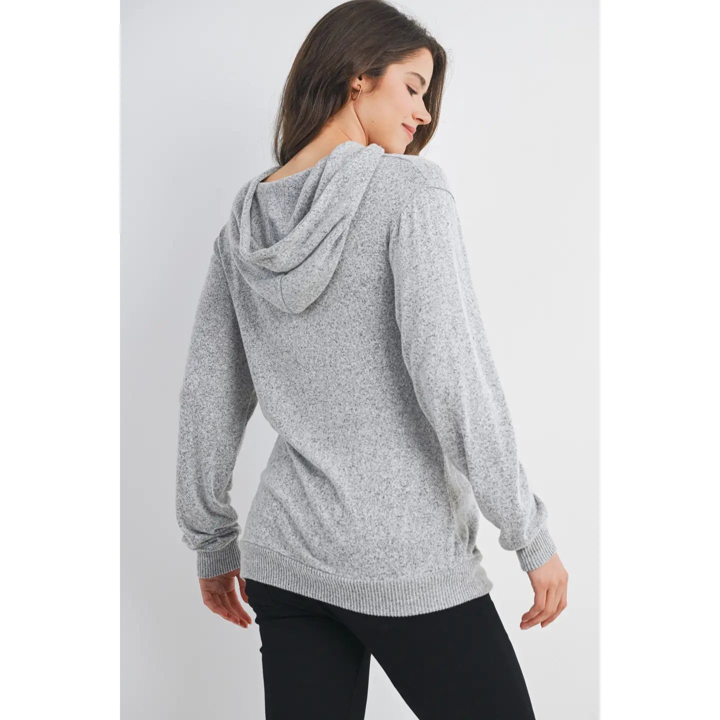 Hello Miz Double Layer LS Maternity Nursing Knit Hoodie