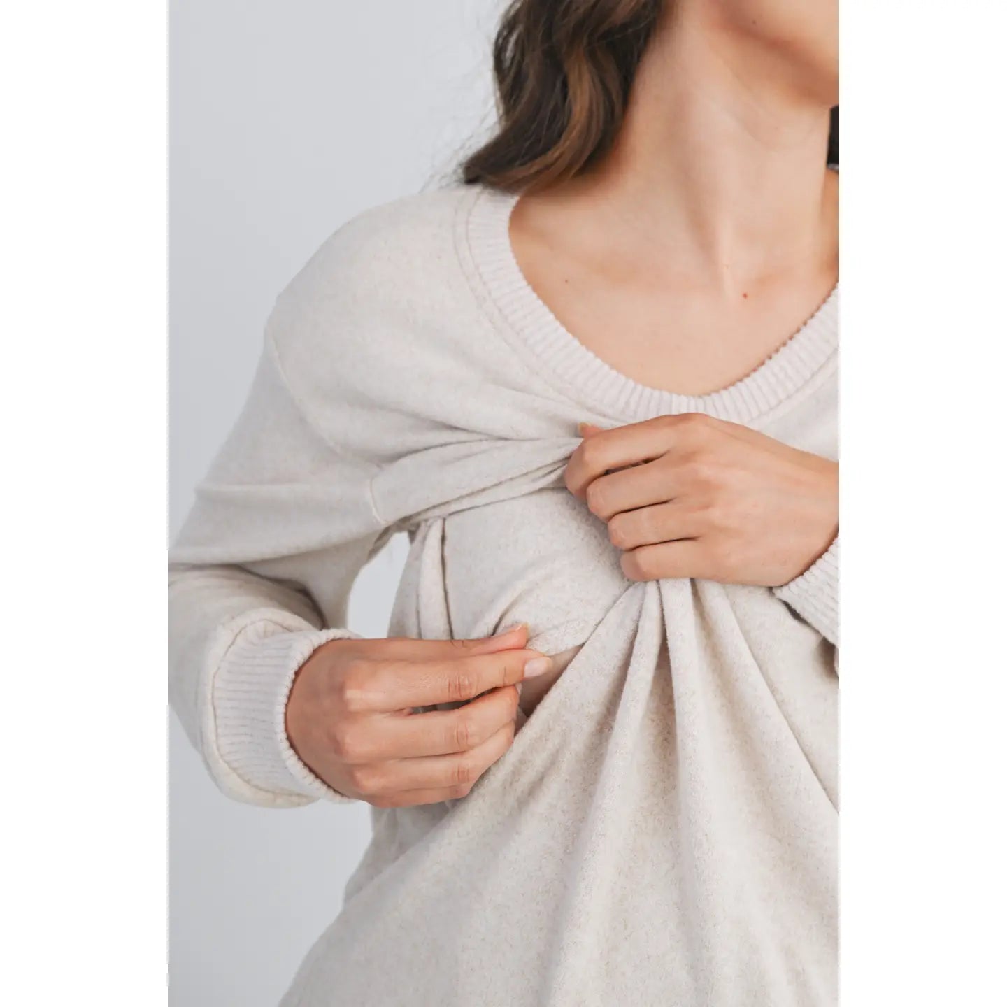 Hello Miz V Neck Double Layer Maternity & Nursing Pullover Top