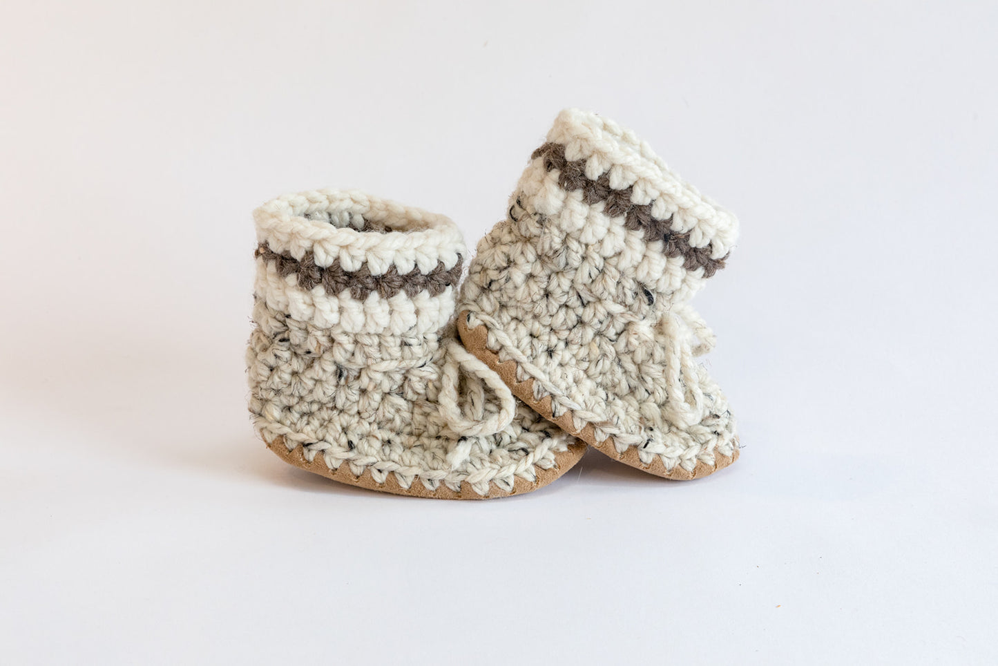 Huddy Buddies Brown Owl - Handmade Soft Sole Slip-On, Stay-On Wool Booties