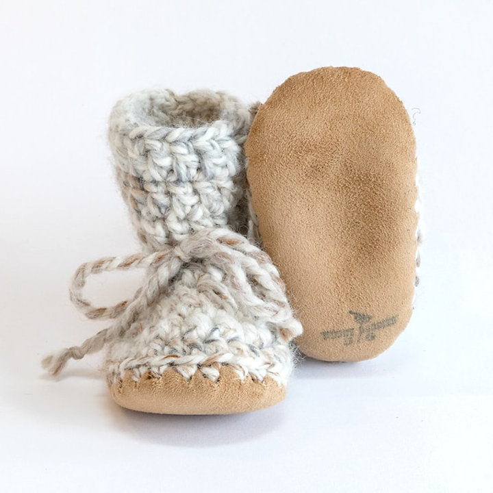 Huddy Buddies Driftwood - Handmade Soft Sole Slip-On, Stay-On Wool Booties