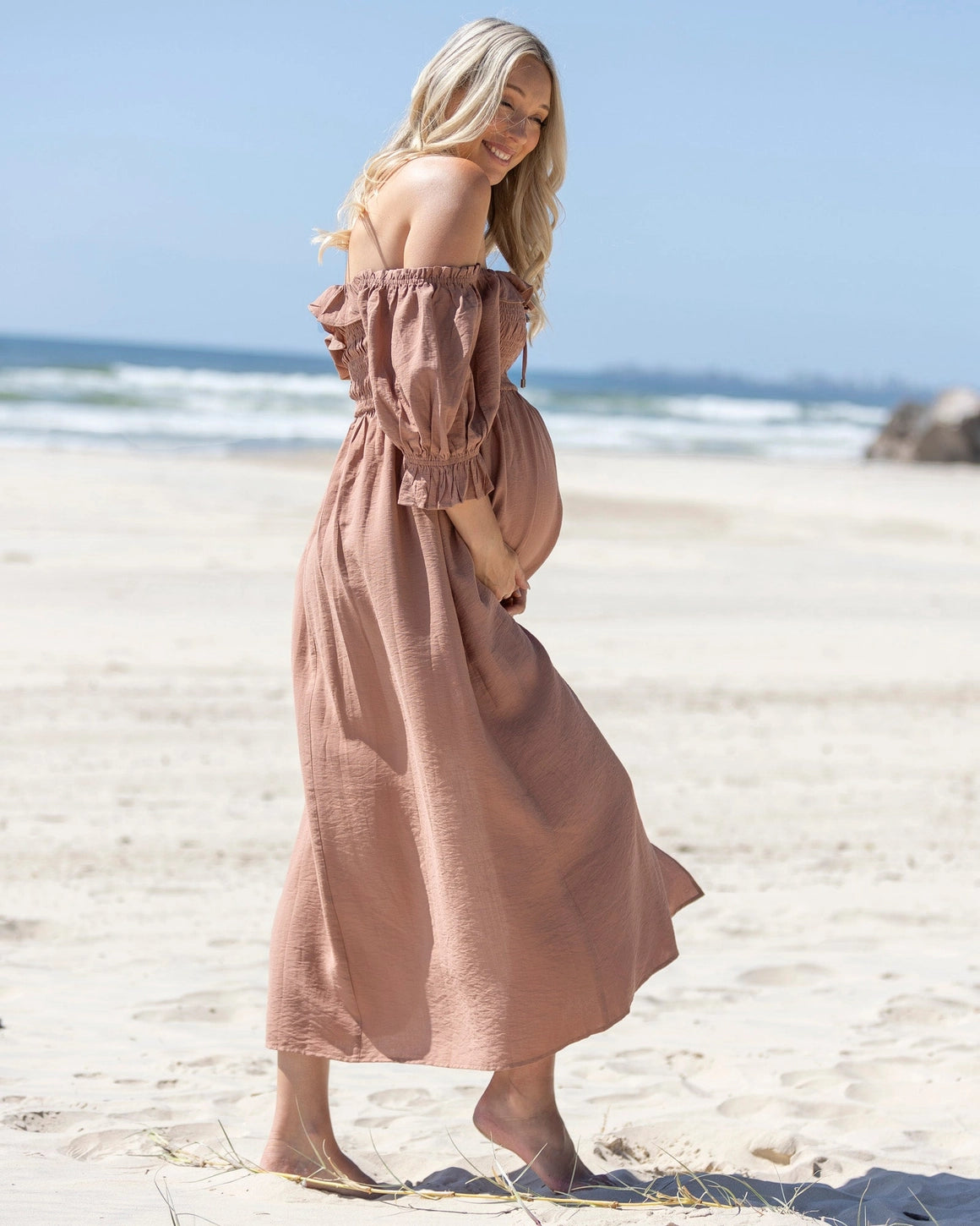 Angel Maternity Amber Maternity Dress in Terracotta