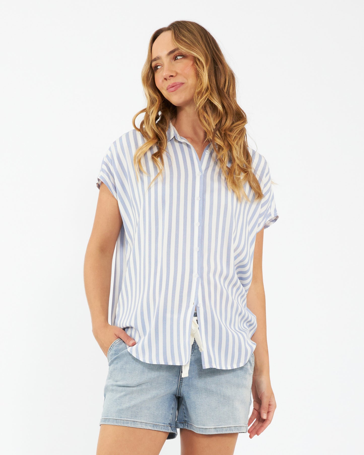 Ripe Quinn Relaxed Shirt - Blue/White