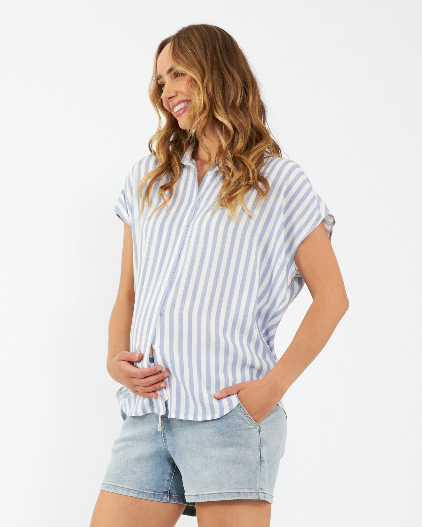 Ripe Quinn Relaxed Shirt - Blue/White