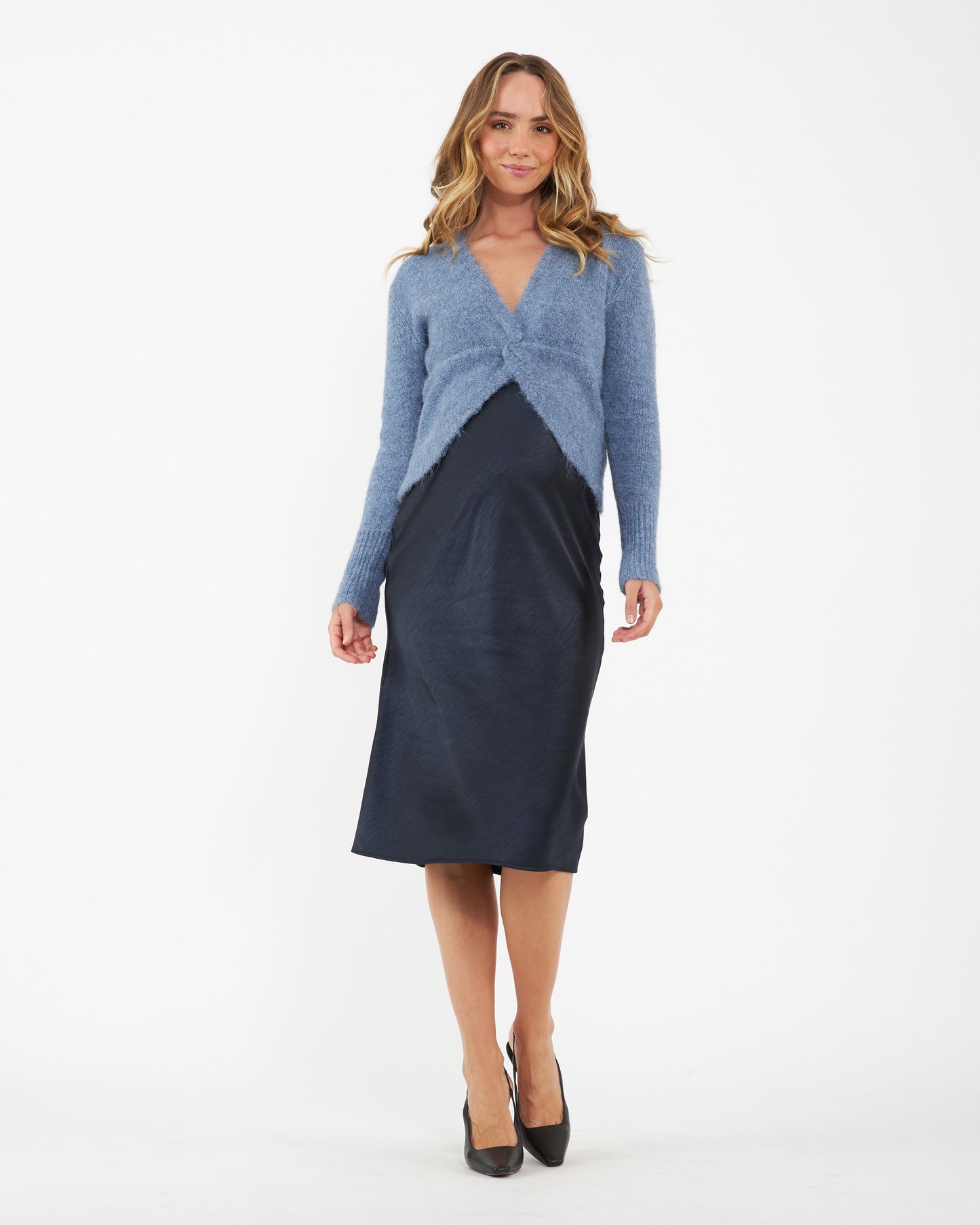 Ripe Lexie Satin Skirt in Navy