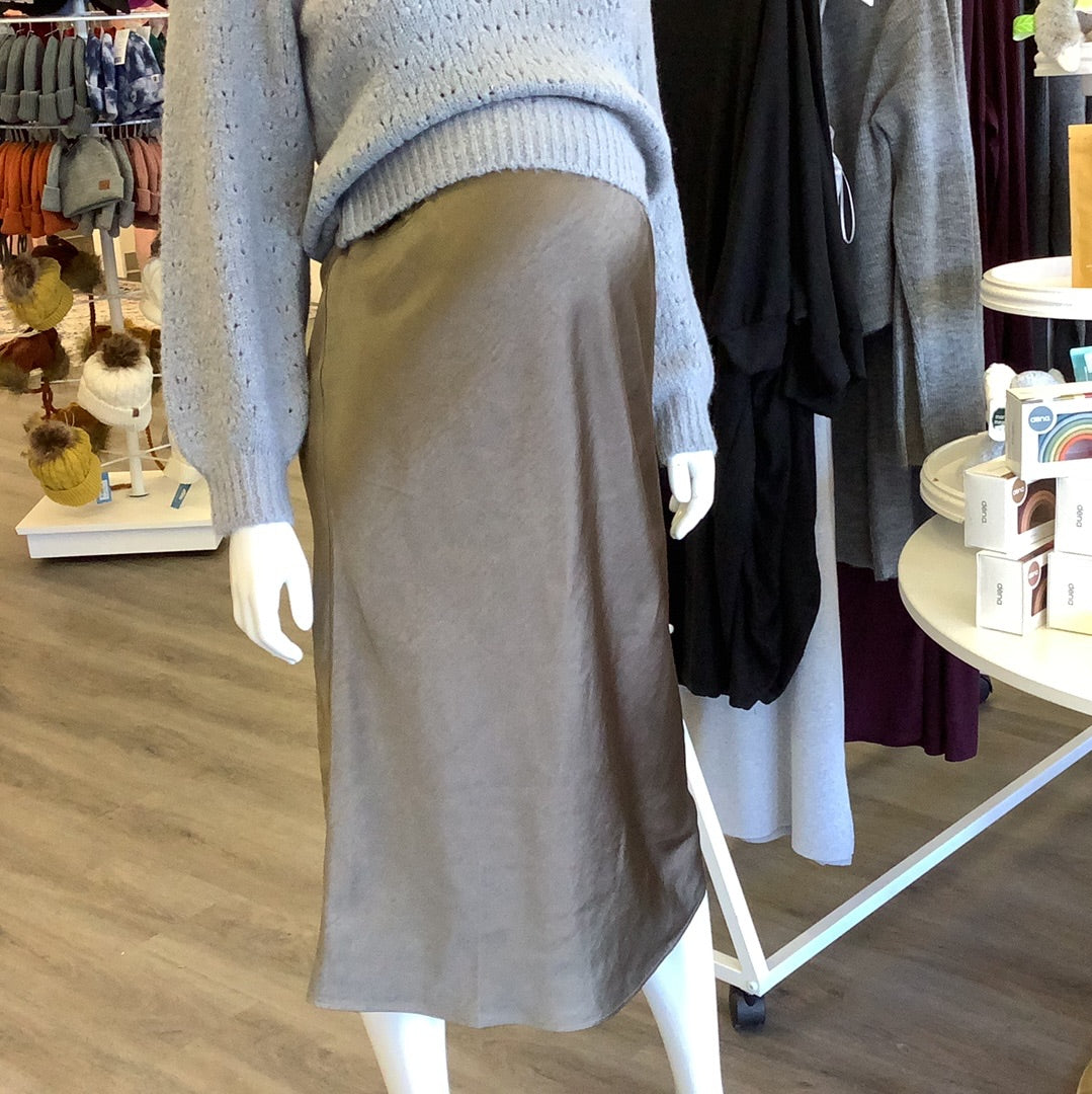 Ripe Lexie Satin Skirt in Olive