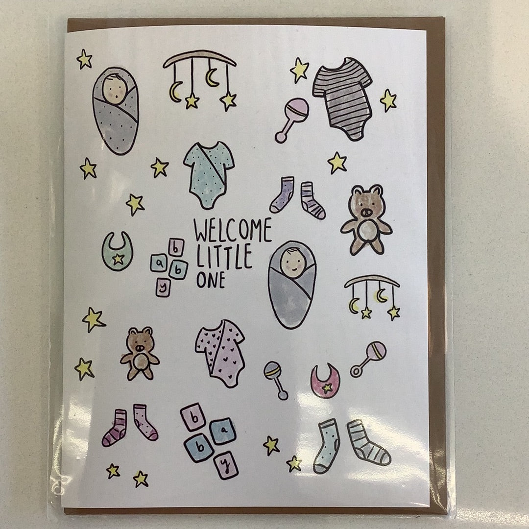 Little May Papery Welcome Little One Assorted Drawings Card