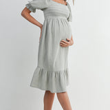 Smocked Square Neck Puff Sleeve Sage