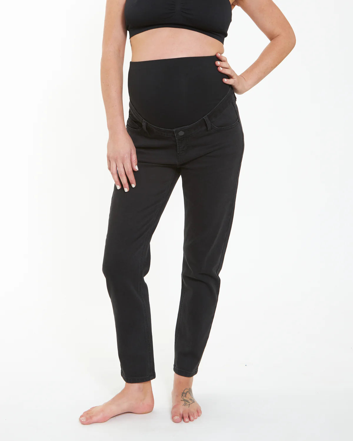 Ripe Hunter Over Bump Crop Jean in Black