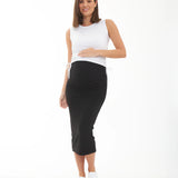 Ribbed Knit Pencil Skirt in Black