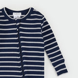 Footless Modal Ribbed Playsuit Navy Stripe