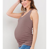 Ruched V-Neck Ribbed Tank