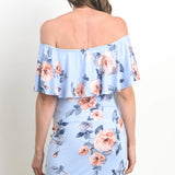 Ruched Floral Off Shoulder Dress