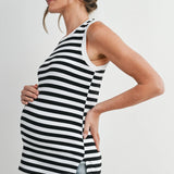 Stripe Ribbed Maternity Ribbed Tank Top
