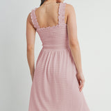Smocked Sleeveless Maternity Knit Dress Mauve