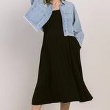 Smocked Sleeveless Maternity Midi Dress