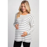 Maternity Soft Knit Stripe Long Sleeve Top