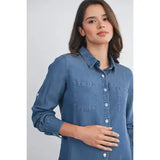 Button Down Long Sleeve Chambray Maternity Top