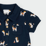 Cotton Short Romper Construction Dogs