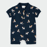 Cotton Short Romper Construction Dogs