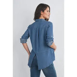 Button Down Long Sleeve Chambray Maternity Top