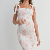 Smocked Tie-Sleeve Mermaid Hem Dress