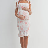 Smocked Tie-Sleeve Mermaid Hem Dress