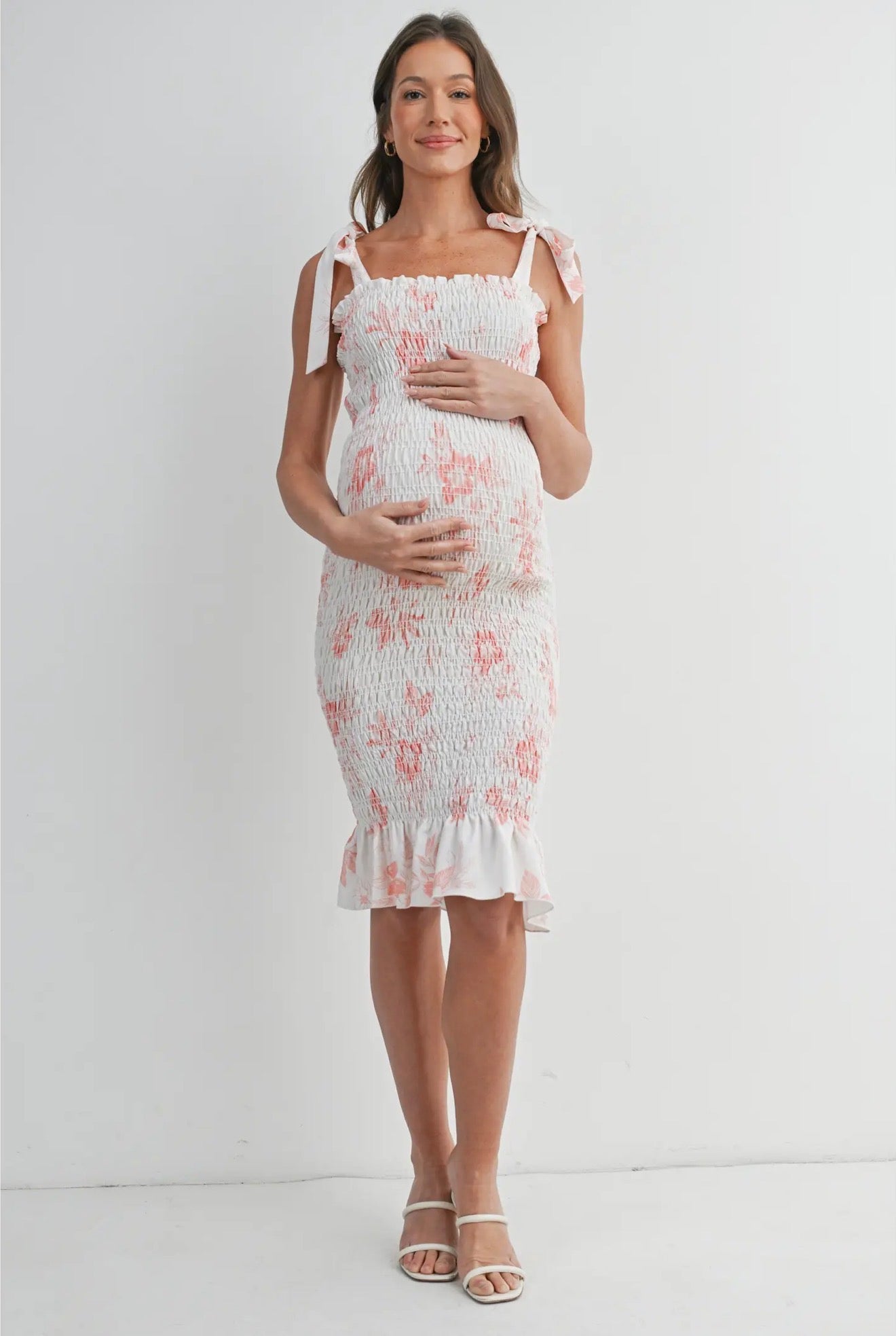 Smocked Tie-Sleeve Mermaid Hem Dress