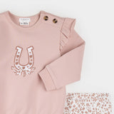 Sweatshirt & Leggings LS Horseprint Pink