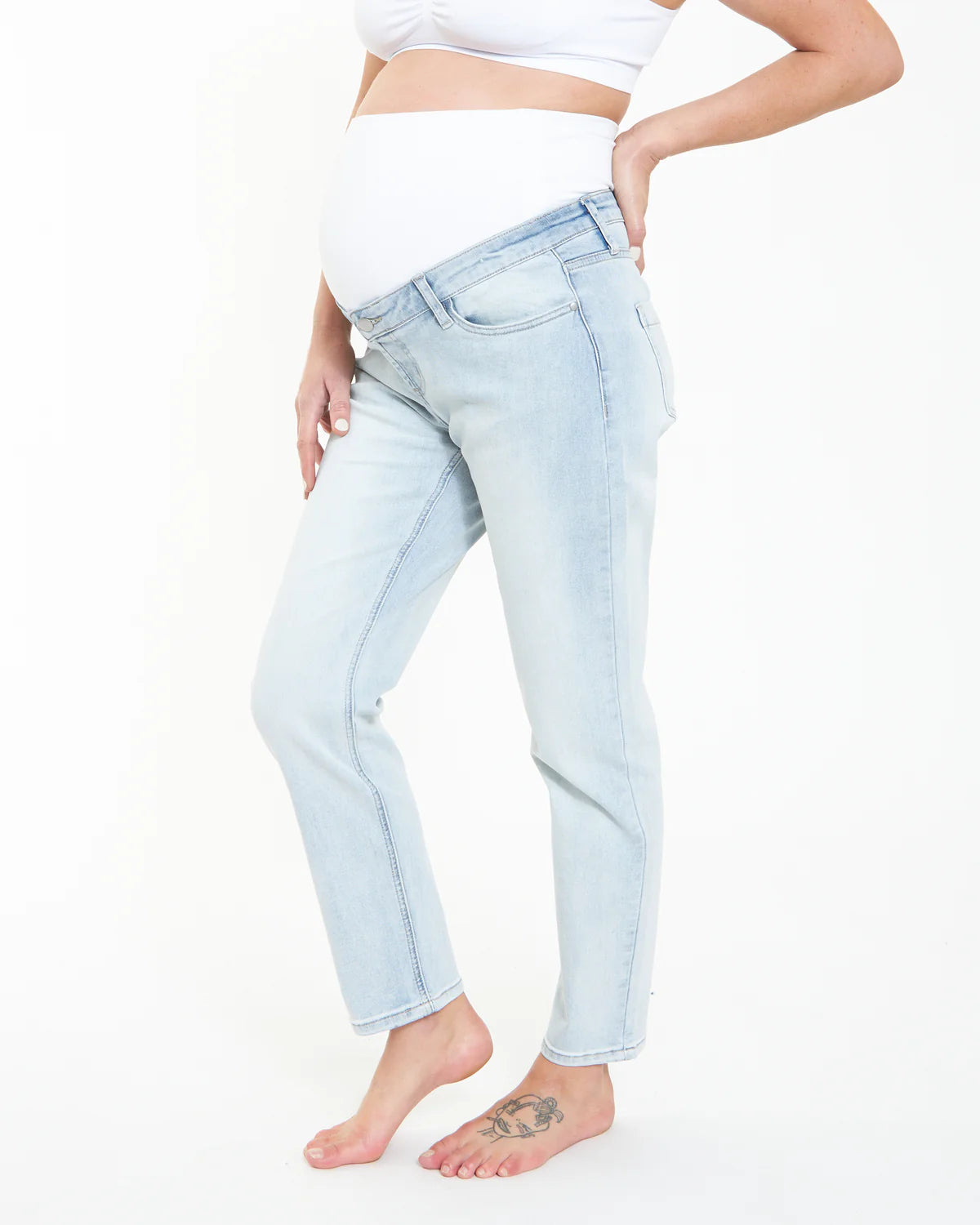 Ripe Hunter Over Bump Crop Jean in Clean Fade