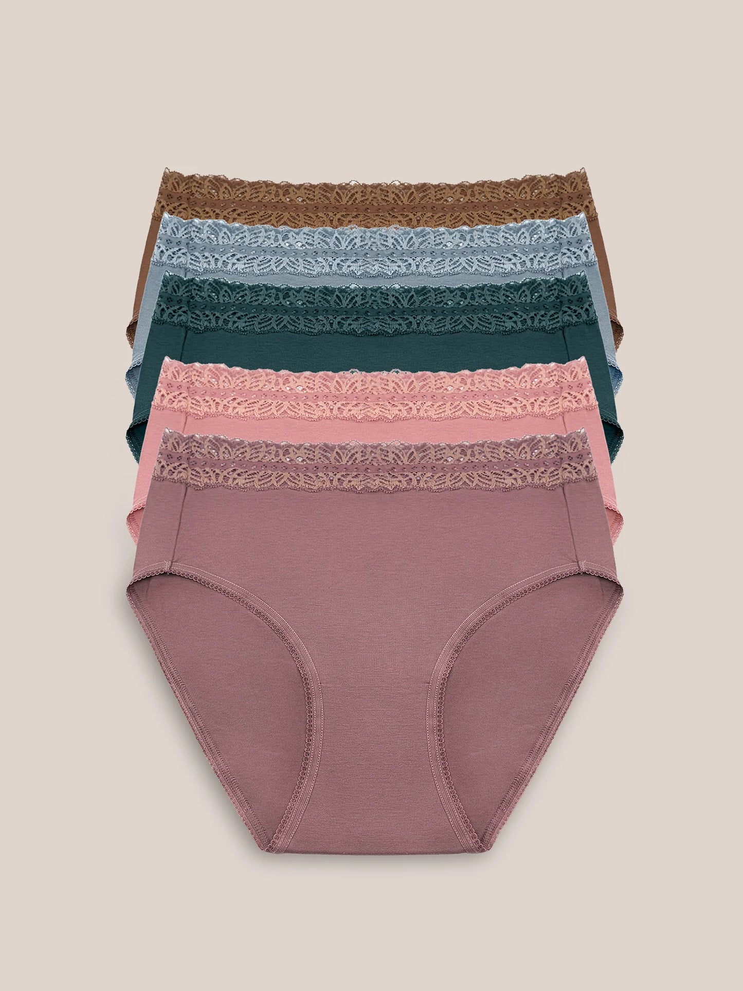 Kindred Bravely High Waisted Postpartum Recovery Panties in Dusty Hues  - 5 Pack