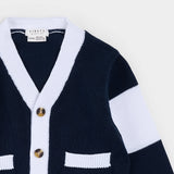 Knit Cardigan Blue/White