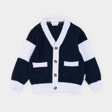Knit Cardigan Blue/White