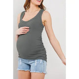Ruched V-Neck Ribbed Tank