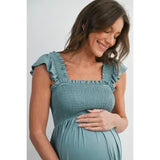 Smocked Midi Dress with Flutter Sleeves
