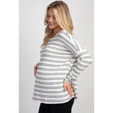 Maternity Soft Knit Stripe Long Sleeve Top