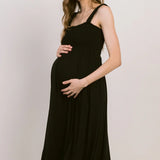Smocked Sleeveless Maternity Midi Dress