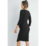 Ruched Round Neck Bodycon Dress