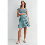 Smocked Midi Dress with Flutter Sleeves