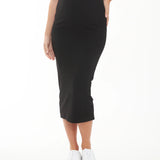 Ribbed Knit Pencil Skirt in Black