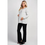 Maternity Soft Knit Stripe Long Sleeve Top
